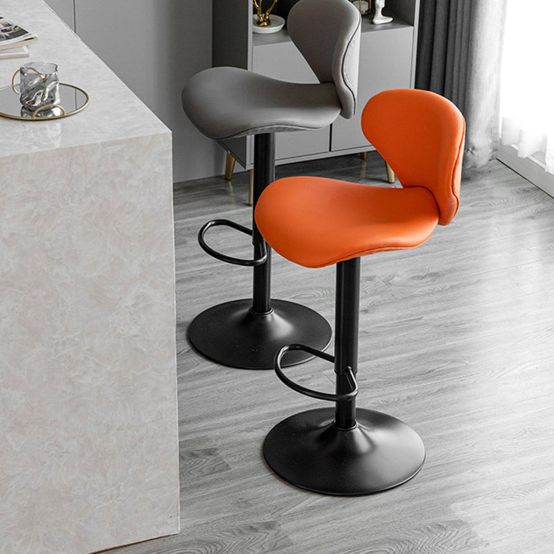 Swivel Adjustable Height Bar Stool Industrial Faux Leather Bar Stool with Footrest