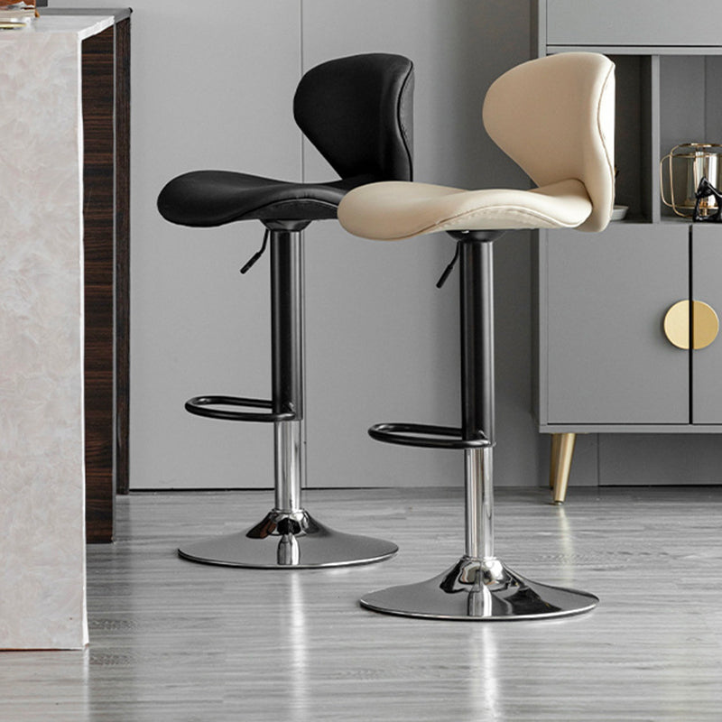 Swivel Adjustable Height Bar Stool Industrial Faux Leather Bar Stool with Footrest