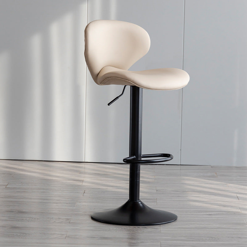 Swivel Adjustable Height Bar Stool Industrial Faux Leather Bar Stool with Footrest