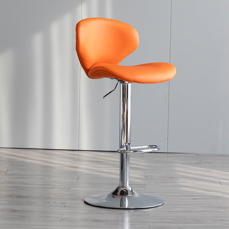 Swivel Adjustable Height Bar Stool Industrial Faux Leather Bar Stool with Footrest