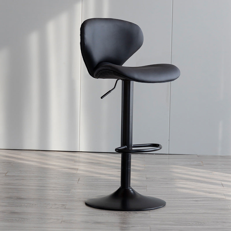 Swivel Adjustable Height Bar Stool Industrial Faux Leather Bar Stool with Footrest