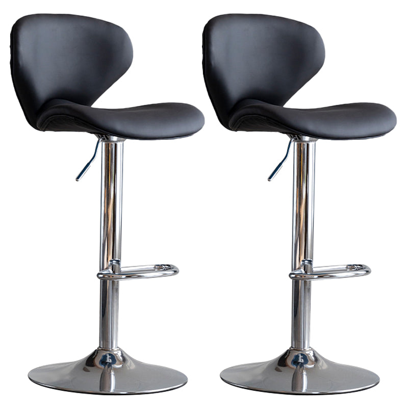 Swivel Adjustable Height Bar Stool Industrial Faux Leather Bar Stool with Footrest