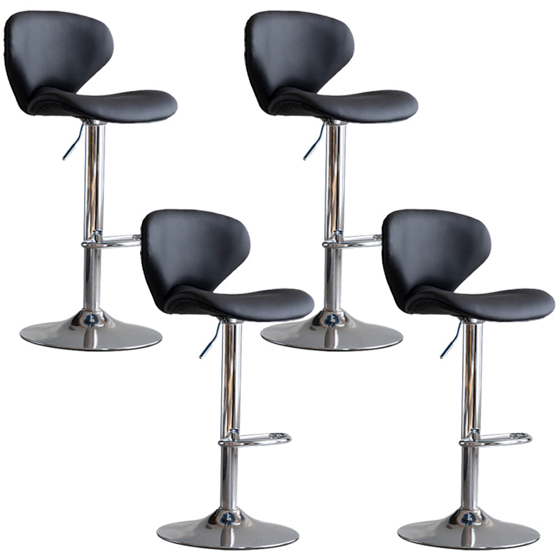 Swivel Adjustable Height Bar Stool Industrial Faux Leather Bar Stool with Footrest