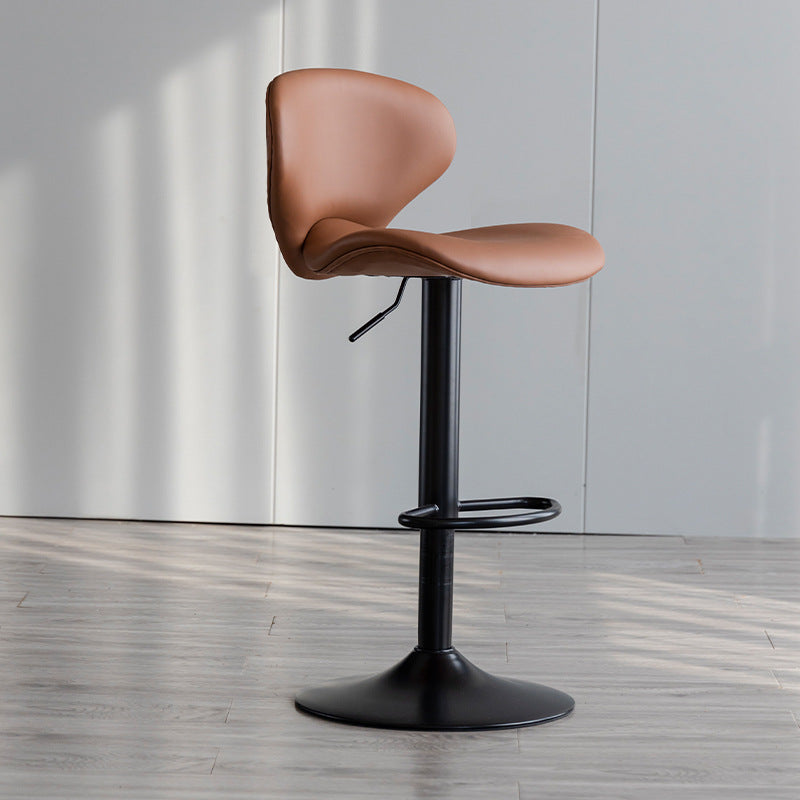 Swivel Adjustable Height Bar Stool Industrial Faux Leather Bar Stool with Footrest
