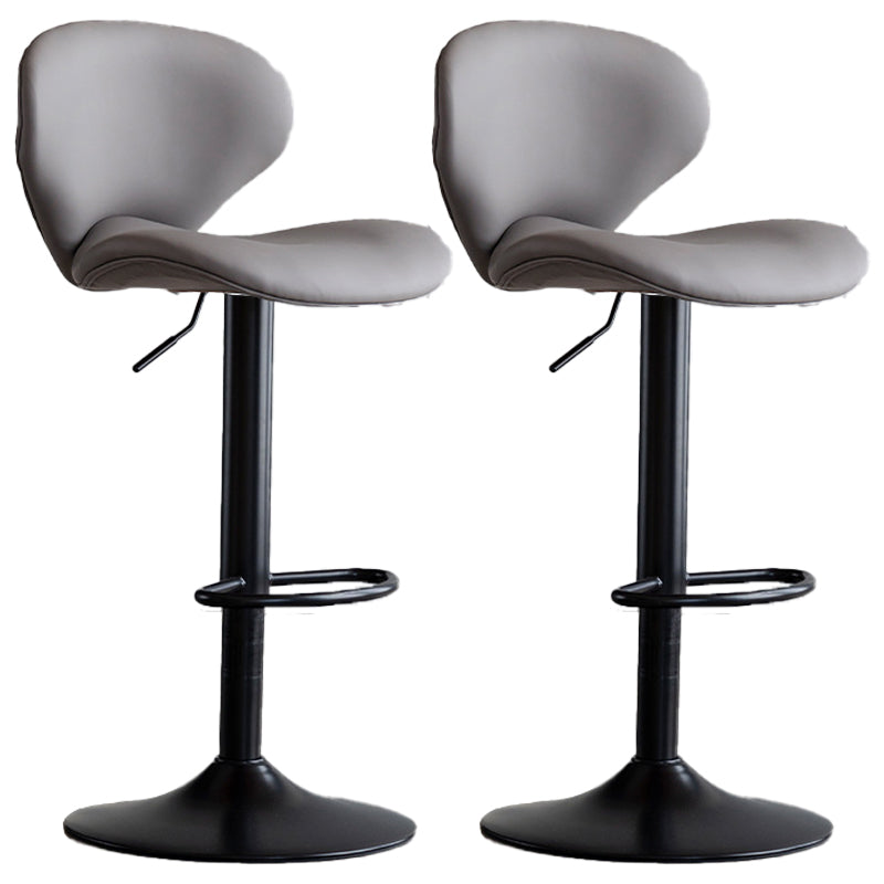 Swivel Adjustable Height Bar Stool Industrial Faux Leather Bar Stool with Footrest