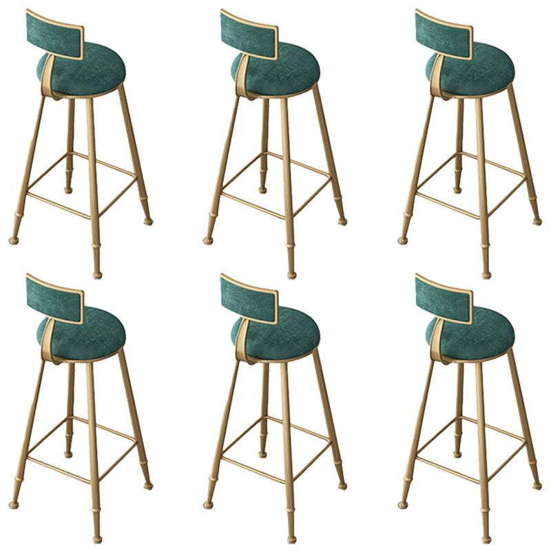 Glam Low Back Upholstered Dining Stools Round Bar Stools with Footrest