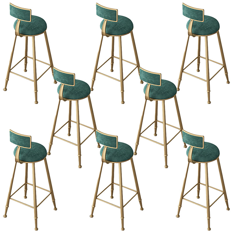 Glam Low Back Upholstered Dining Stools Round Bar Stools with Footrest