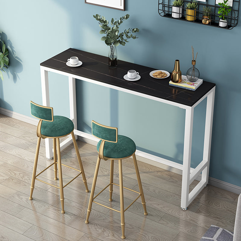 Glam Low Back Upholstered Dining Stools Round Bar Stools with Footrest