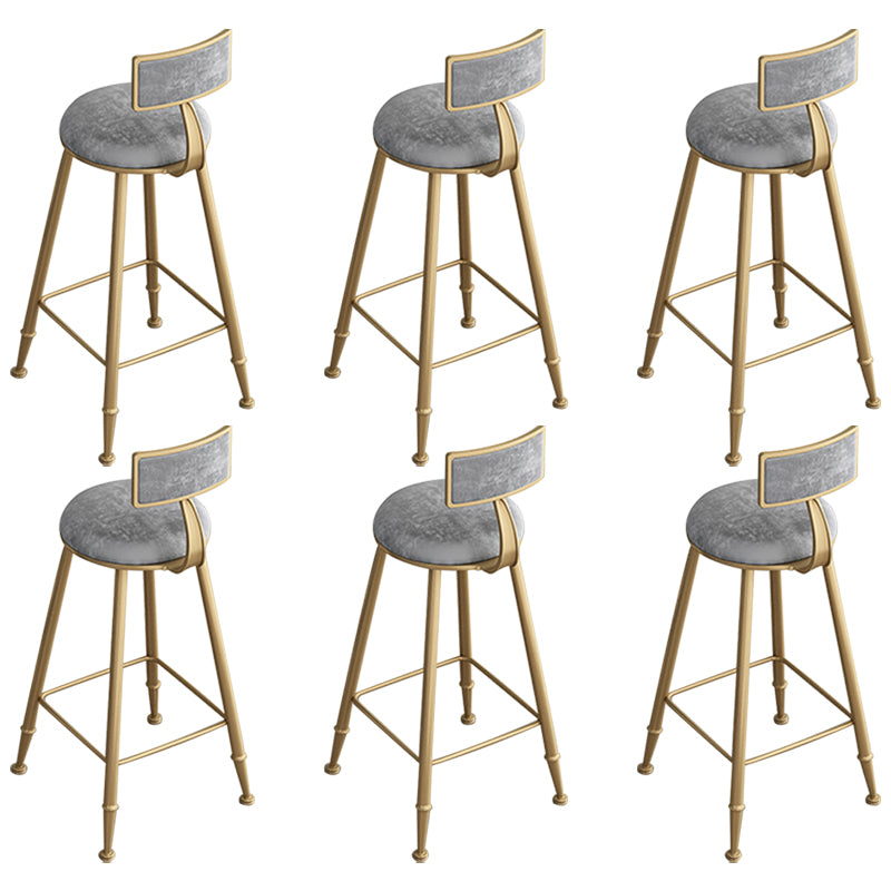 Glam Low Back Upholstered Dining Stools Round Bar Stools with Footrest