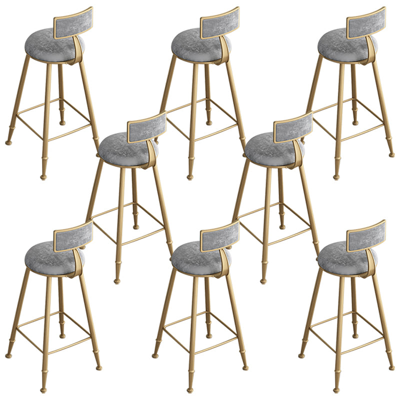 Glam Low Back Upholstered Dining Stools Round Bar Stools with Footrest