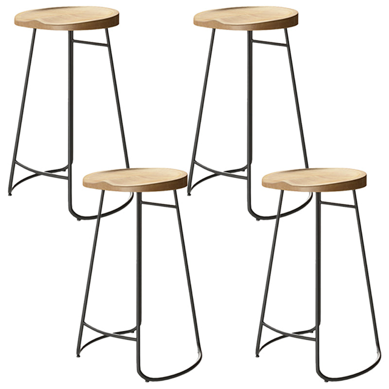 Modern Dining Stools Contoured Seat Bar Stools with Metal Base