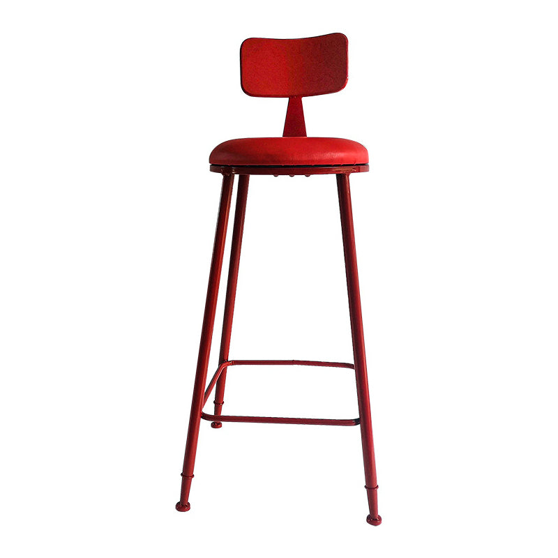 Industrial Iron Bar Stool Bar Height Armless Stool with Cushion