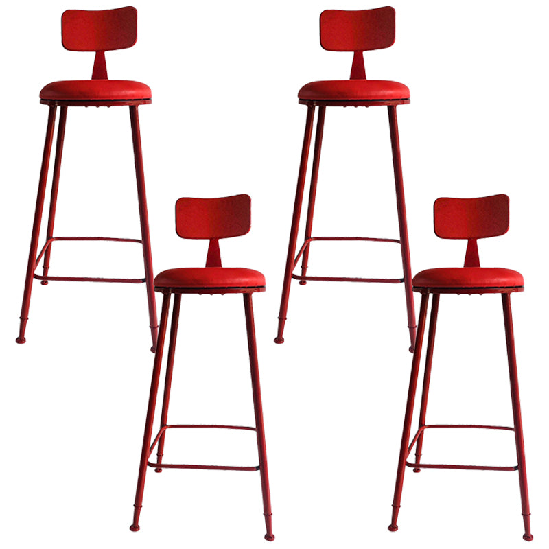 Industrial Iron Bar Stool Bar Height Armless Stool with Cushion