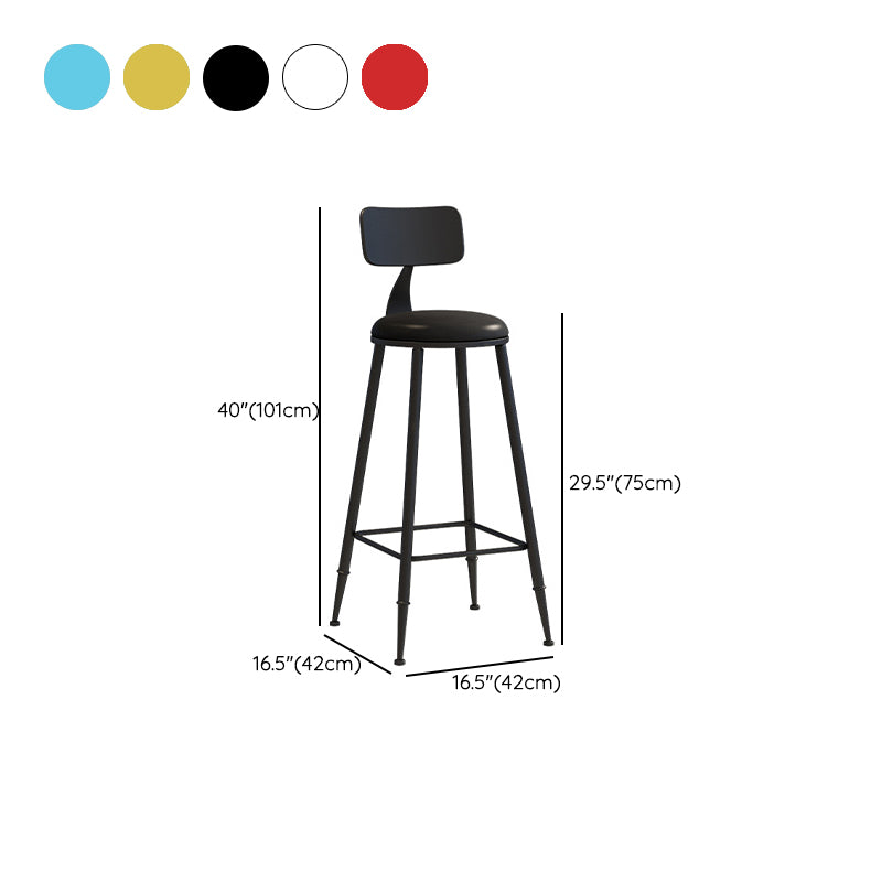 Industrial Iron Bar Stool Bar Height Armless Stool with Cushion