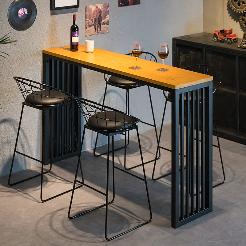 Black Metal Bar Stool Industrial Bar Height Armless Stool with Cushion