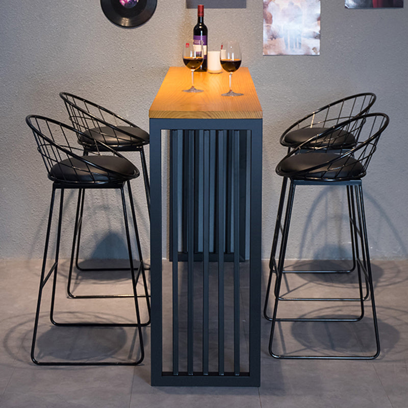 Black Metal Bar Stool Industrial Bar Height Armless Stool with Cushion