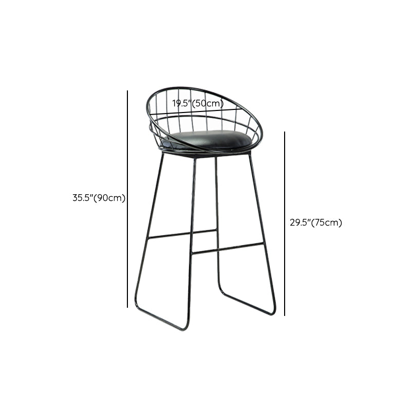 Black Metal Bar Stool Industrial Bar Height Armless Stool with Cushion