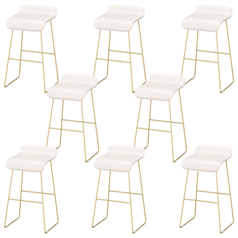 Faux Leather Bar Stool Glam Bar Height Armless Stool with Gold Base