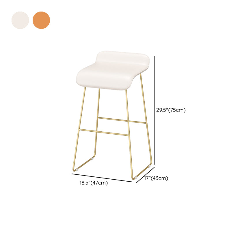 Faux Leather Bar Stool Glam Bar Height Armless Stool with Gold Base