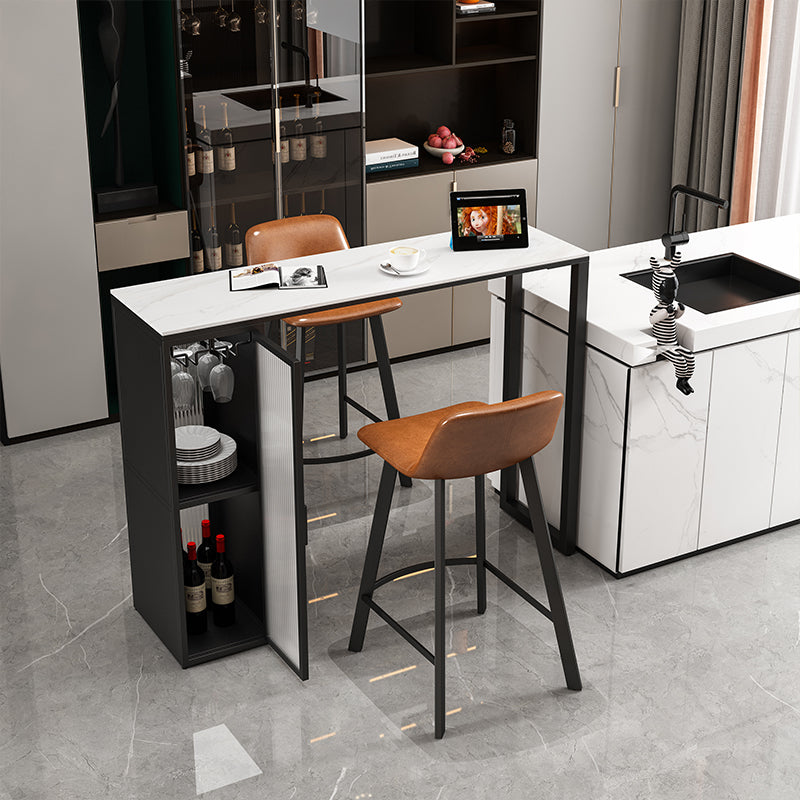 Glam Metal Bar Stools Faux Leather Barstools with Black Legs