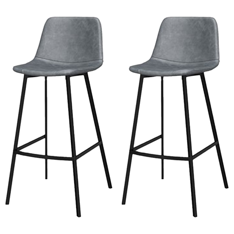 Glam Metal Bar Stools Faux Leather Barstools with Black Legs