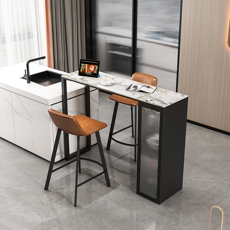 Glam Metal Bar Stools Faux Leather Barstools with Black Legs