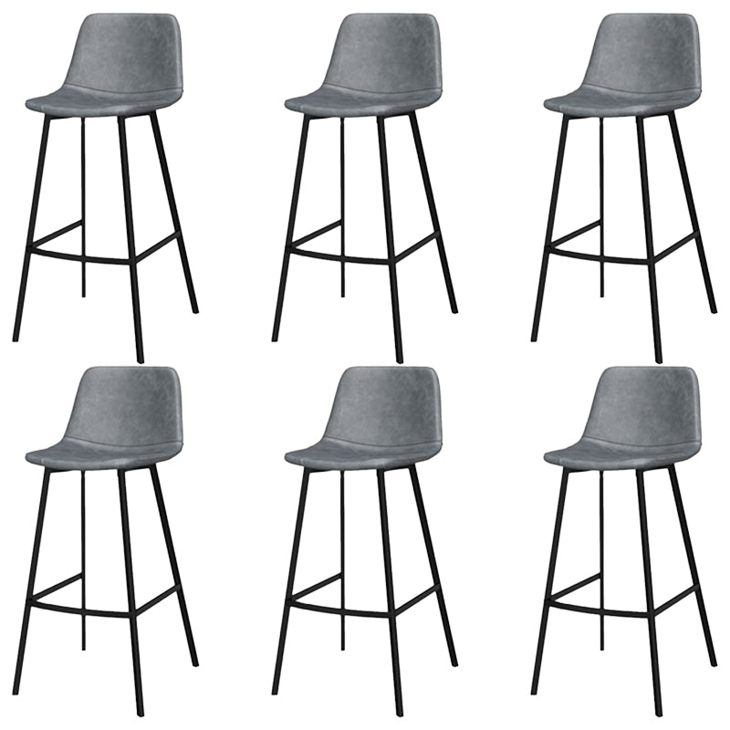 Glam Metal Bar Stools Faux Leather Barstools with Black Legs