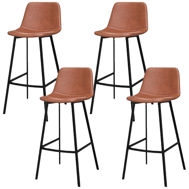 Glam Metal Bar Stools Faux Leather Barstools with Black Legs