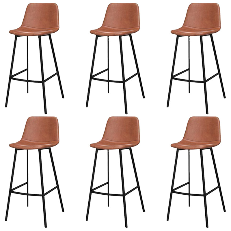 Glam Metal Bar Stools Faux Leather Barstools with Black Legs