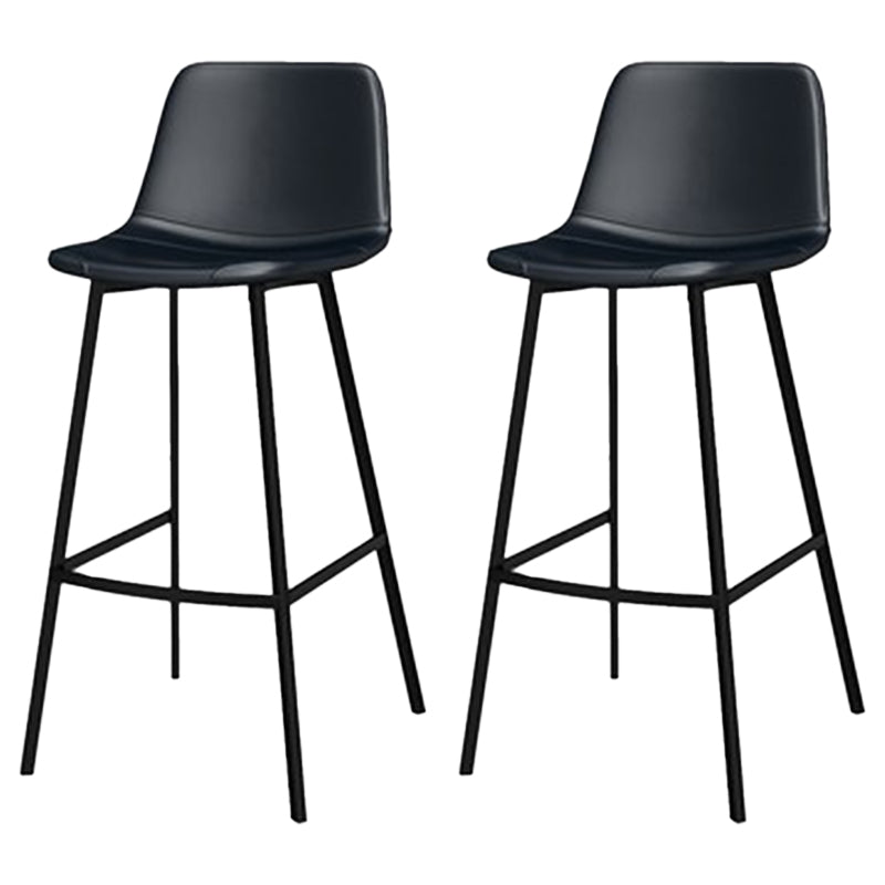 Glam Metal Bar Stools Faux Leather Barstools with Black Legs