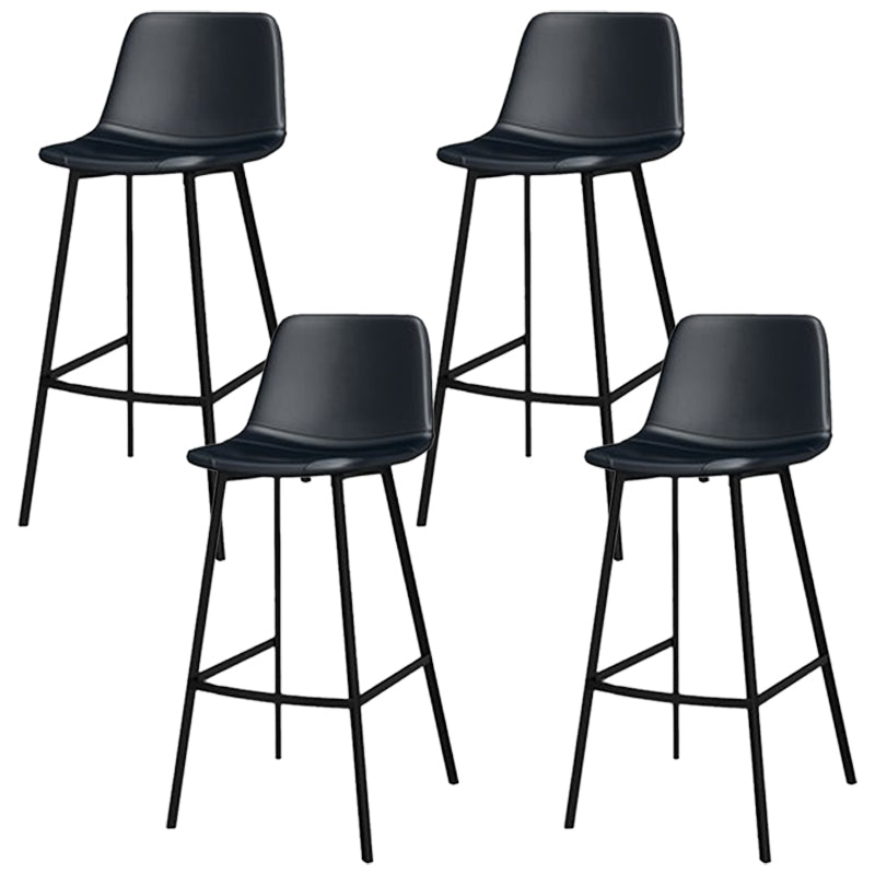 Glam Metal Bar Stools Faux Leather Barstools with Black Legs