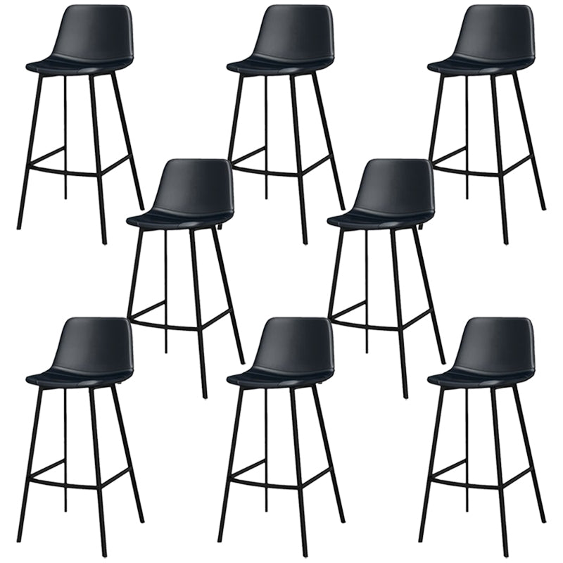 Glam Metal Bar Stools Faux Leather Barstools with Black Legs