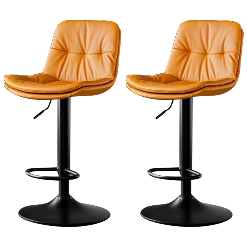 Faux Leather Bar Stools Swivel Adjustable Height Barstool with Footrest