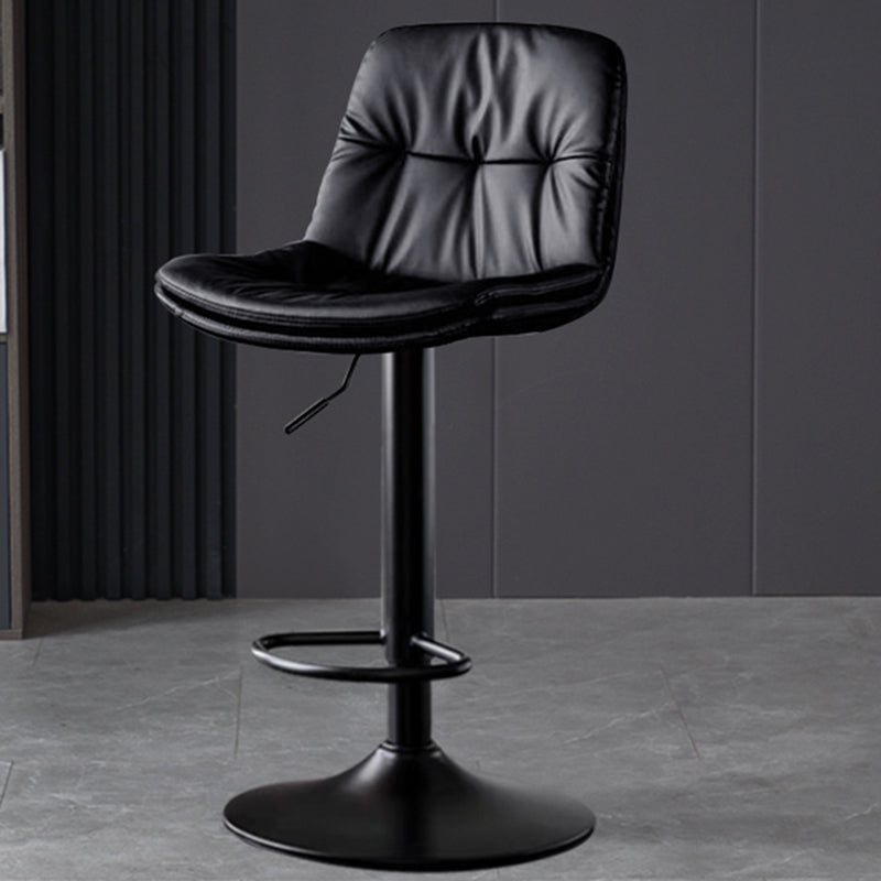 Faux Leather Bar Stools Swivel Adjustable Height Barstool with Footrest
