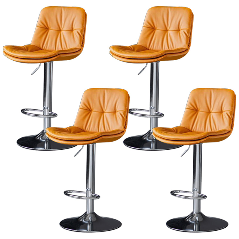 Faux Leather Bar Stools Swivel Adjustable Height Barstool with Footrest