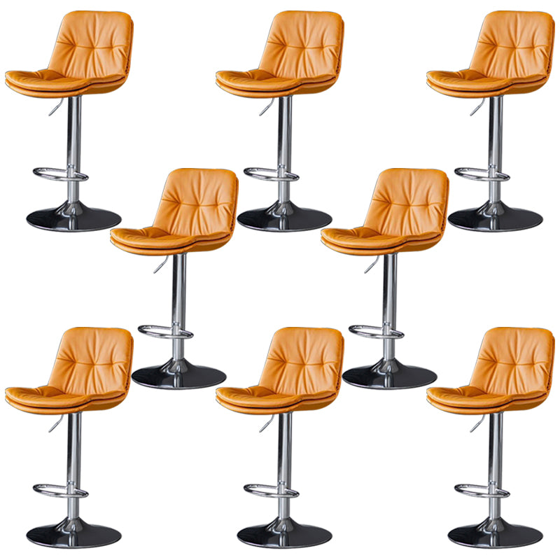 Faux Leather Bar Stools Swivel Adjustable Height Barstool with Footrest