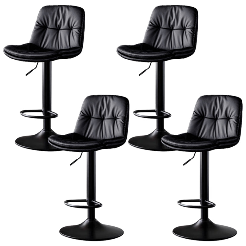 Faux Leather Bar Stools Swivel Adjustable Height Barstool with Footrest