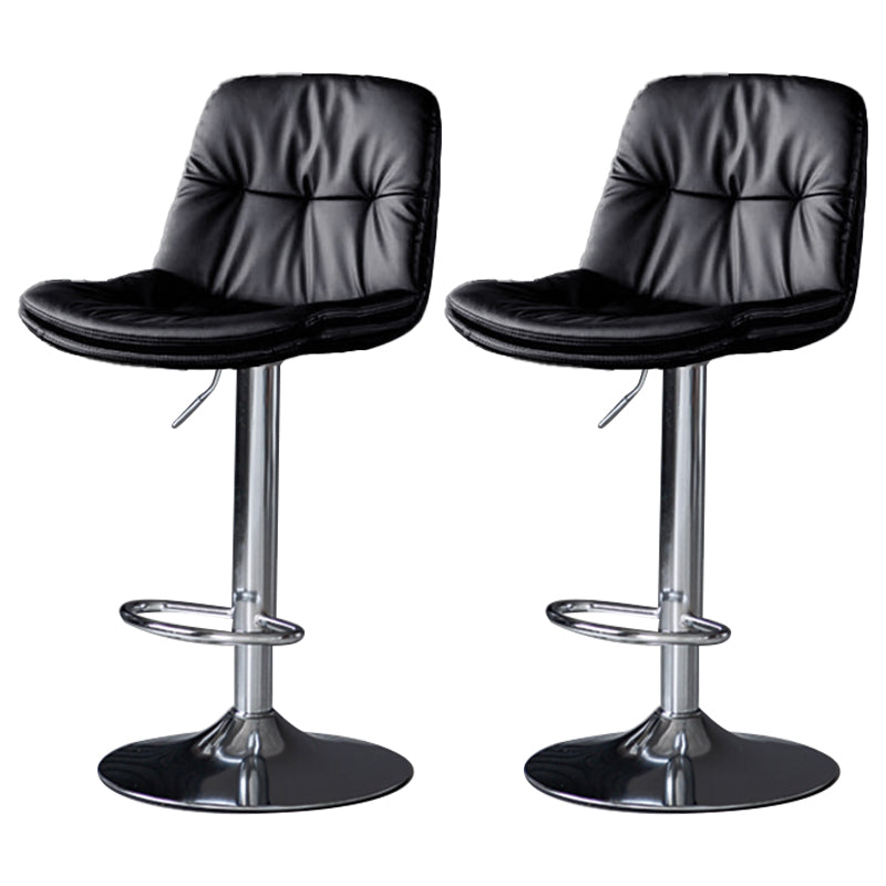 Faux Leather Bar Stools Swivel Adjustable Height Barstool with Footrest