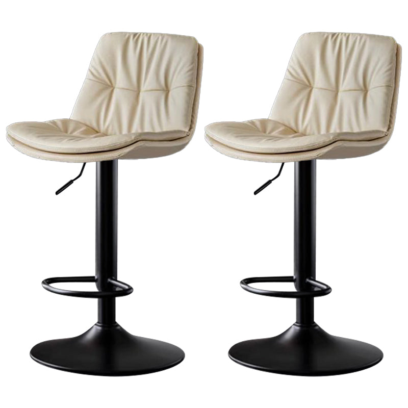 Faux Leather Bar Stools Swivel Adjustable Height Barstool with Footrest