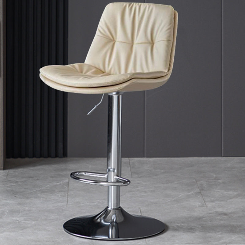 Faux Leather Bar Stools Swivel Adjustable Height Barstool with Footrest