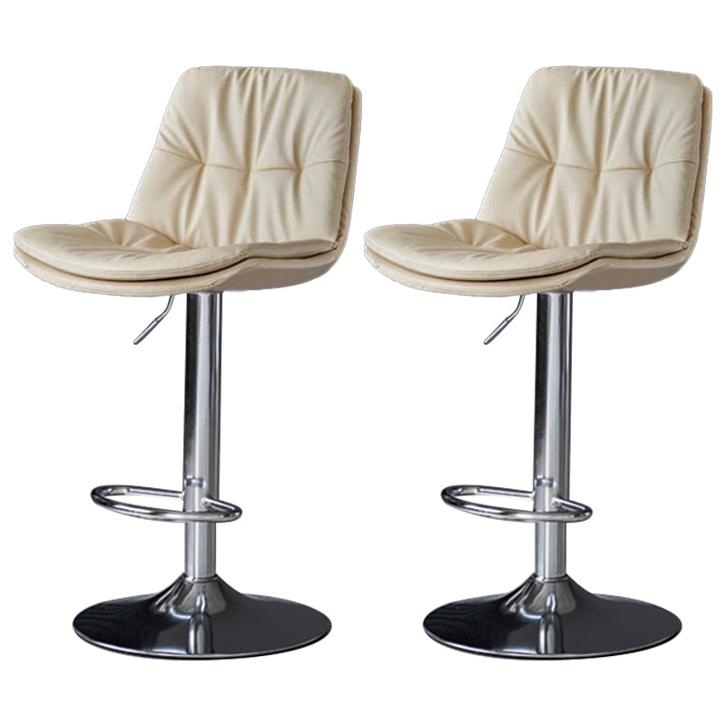 Faux Leather Bar Stools Swivel Adjustable Height Barstool with Footrest