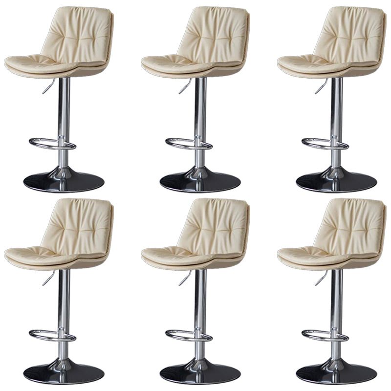 Faux Leather Bar Stools Swivel Adjustable Height Barstool with Footrest