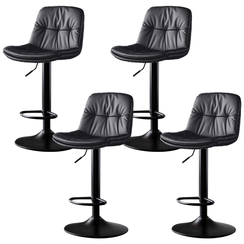 Faux Leather Bar Stools Swivel Adjustable Height Barstool with Footrest