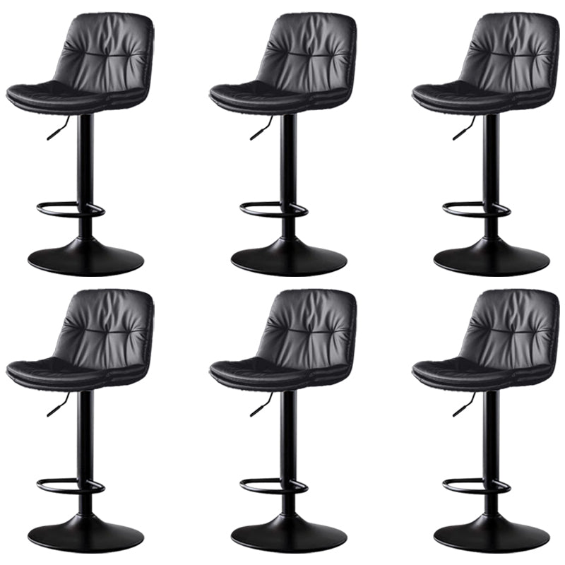 Faux Leather Bar Stools Swivel Adjustable Height Barstool with Footrest