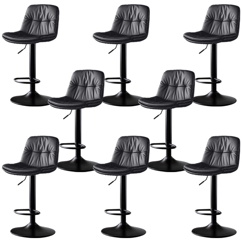 Faux Leather Bar Stools Swivel Adjustable Height Barstool with Footrest