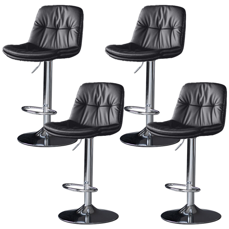 Faux Leather Bar Stools Swivel Adjustable Height Barstool with Footrest