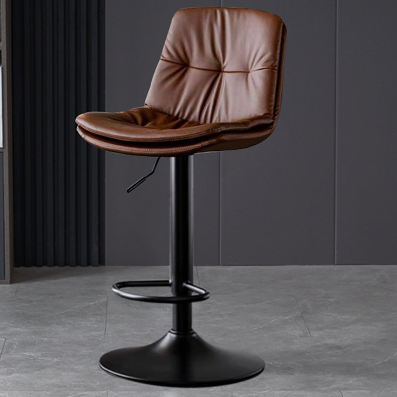 Faux Leather Bar Stools Swivel Adjustable Height Barstool with Footrest