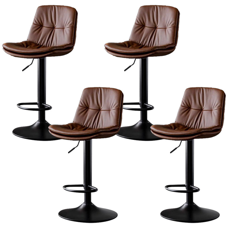 Faux Leather Bar Stools Swivel Adjustable Height Barstool with Footrest
