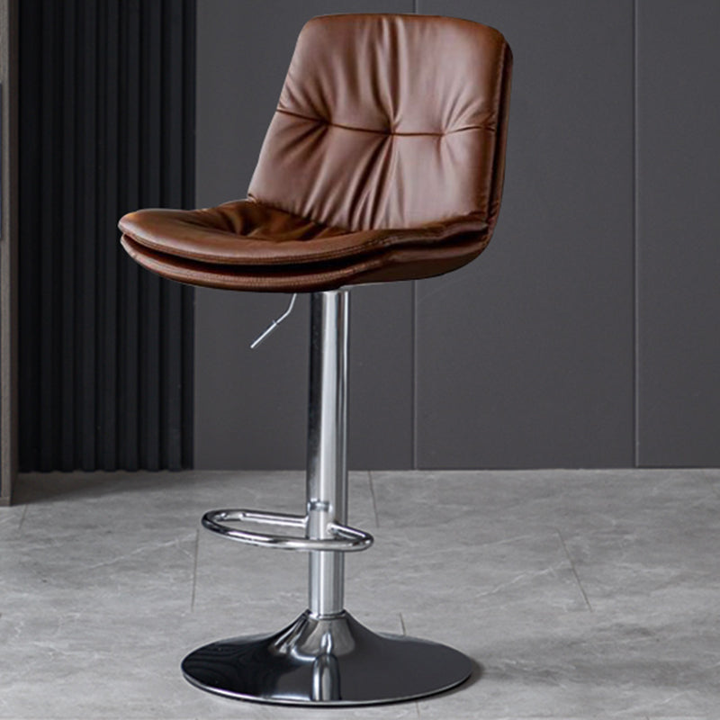 Faux Leather Bar Stools Swivel Adjustable Height Barstool with Footrest