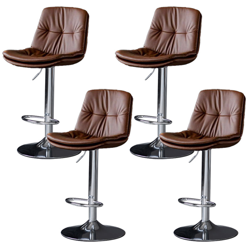 Faux Leather Bar Stools Swivel Adjustable Height Barstool with Footrest